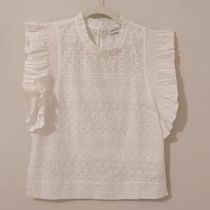 English Factory White Eyelet Ruffle Top